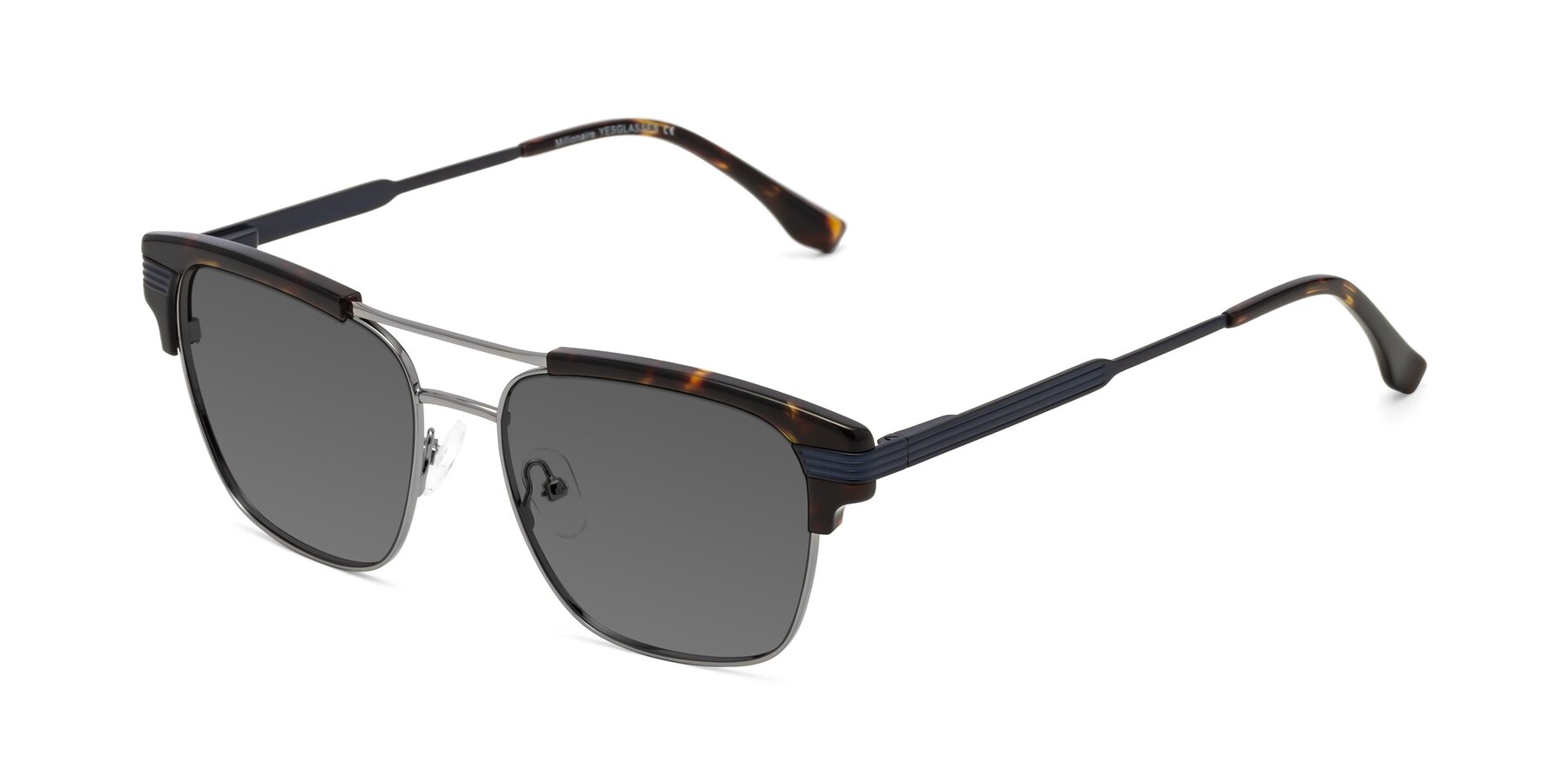 Angle of Millionaire in Tortoise-Gunmetal with Medium Gray Tinted Lenses