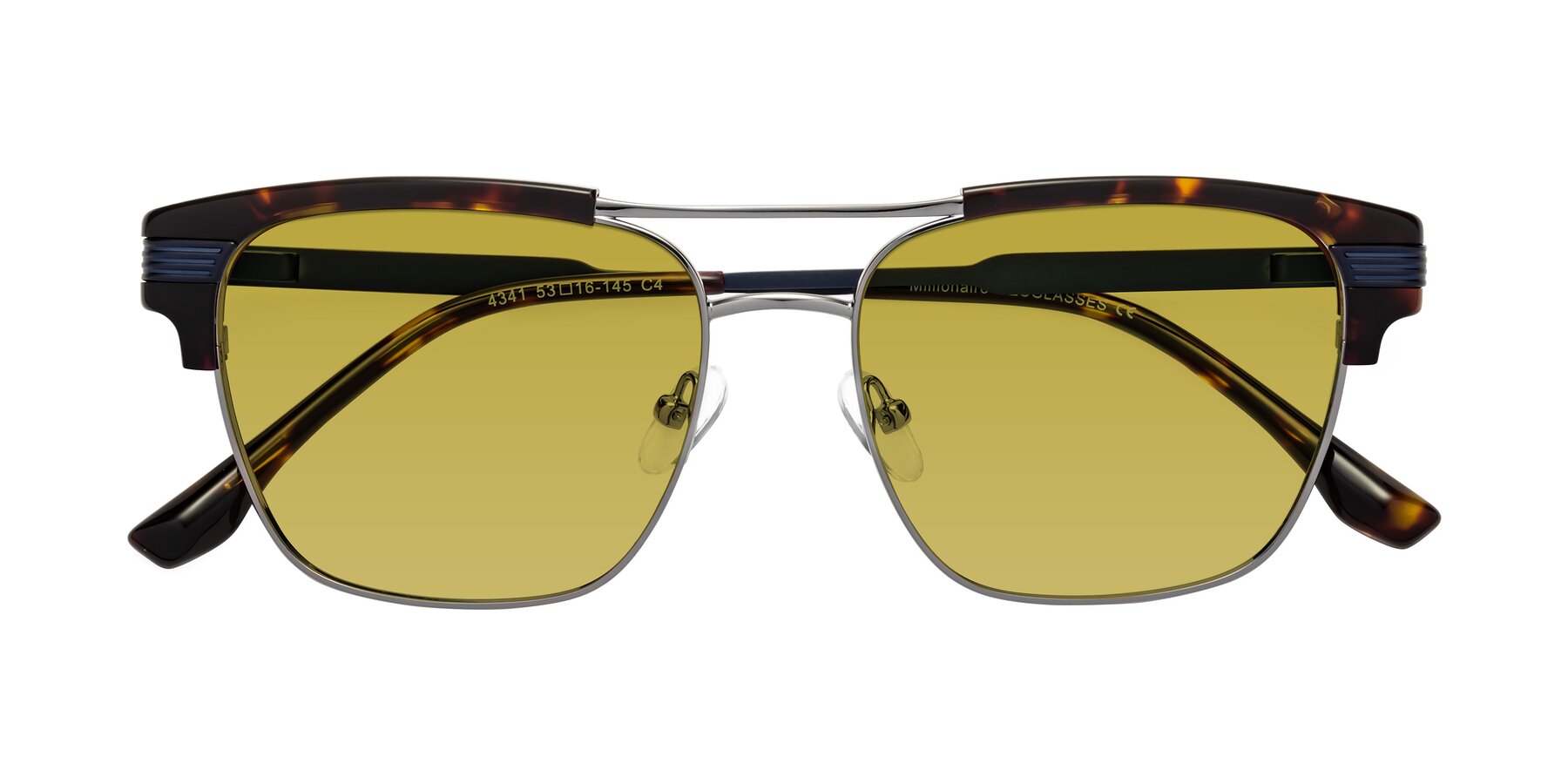 Folded Front of Millionaire in Tortoise-Gunmetal with Champagne Tinted Lenses