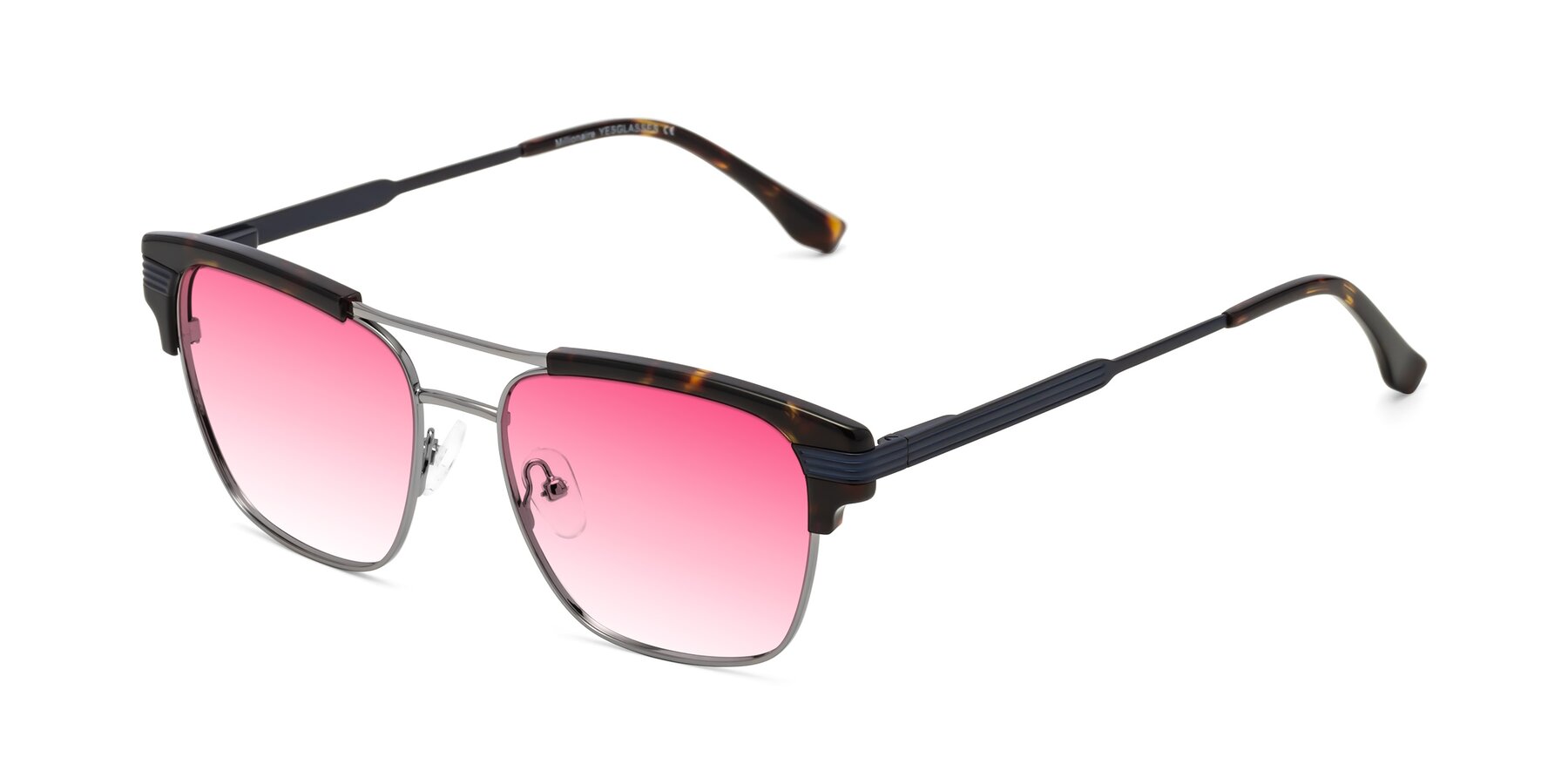 Angle of Millionaire in Tortoise-Gunmetal with Pink Gradient Lenses
