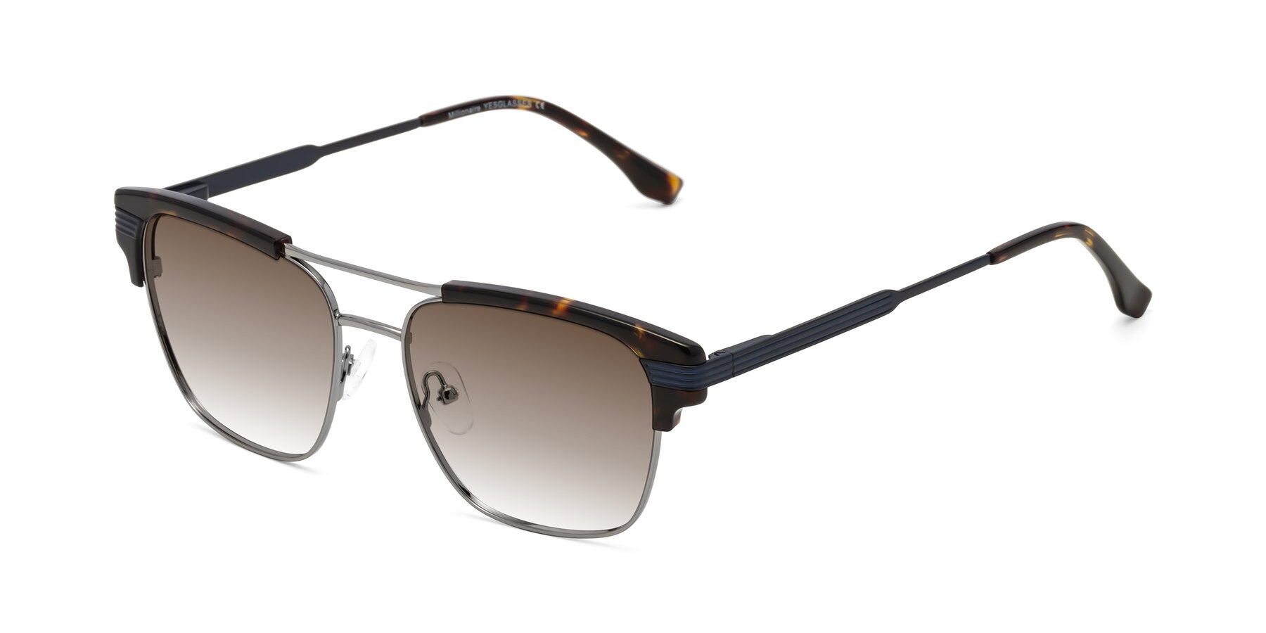 Angle of Millionaire in Tortoise-Gunmetal with Brown Gradient Lenses
