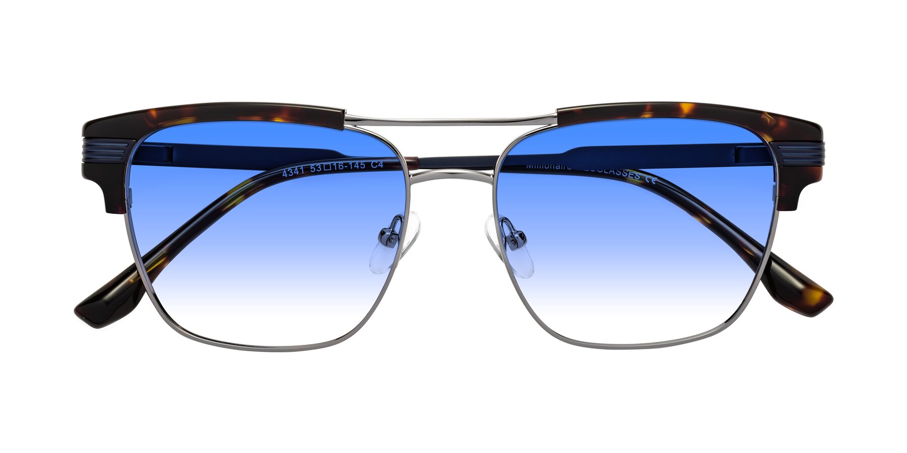 Folded Front of Millionaire in Tortoise-Gunmetal with Blue Gradient Lenses