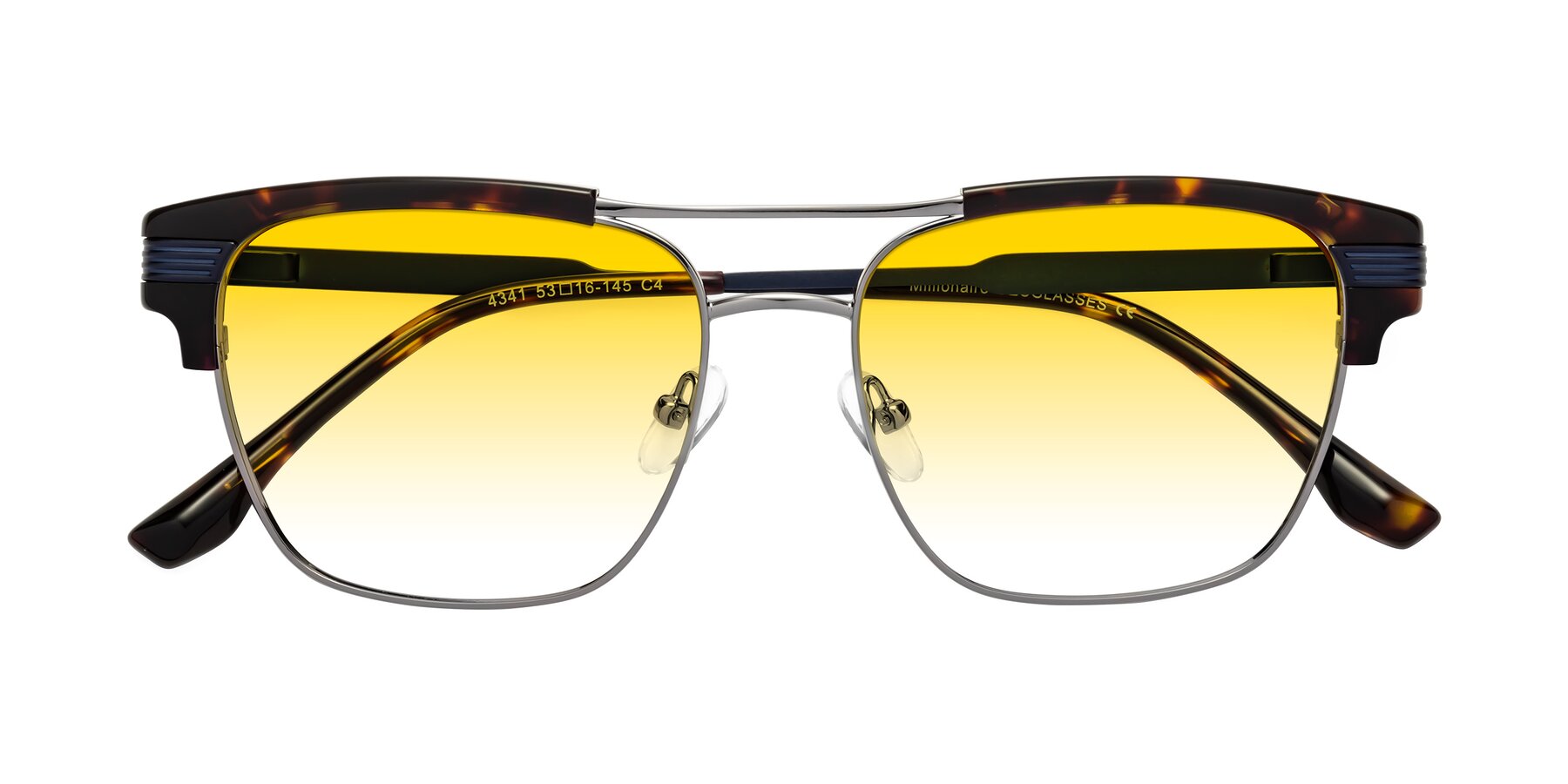 Folded Front of Millionaire in Tortoise-Gunmetal with Yellow Gradient Lenses