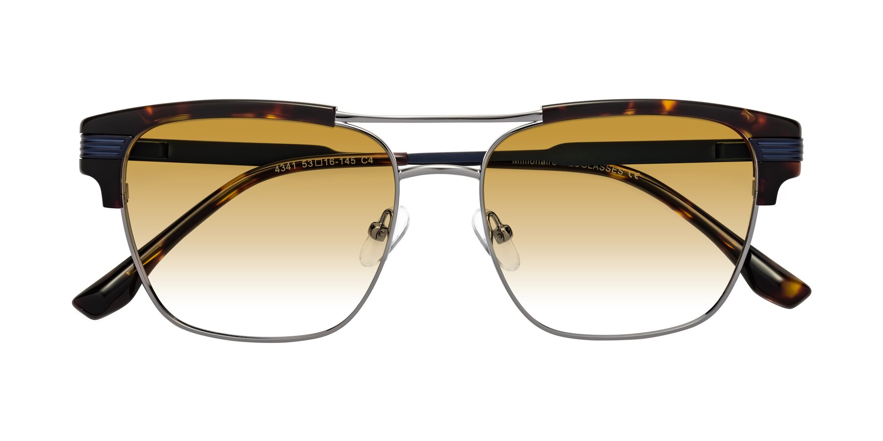 Folded Front of Millionaire in Tortoise-Gunmetal with Champagne Gradient Lenses