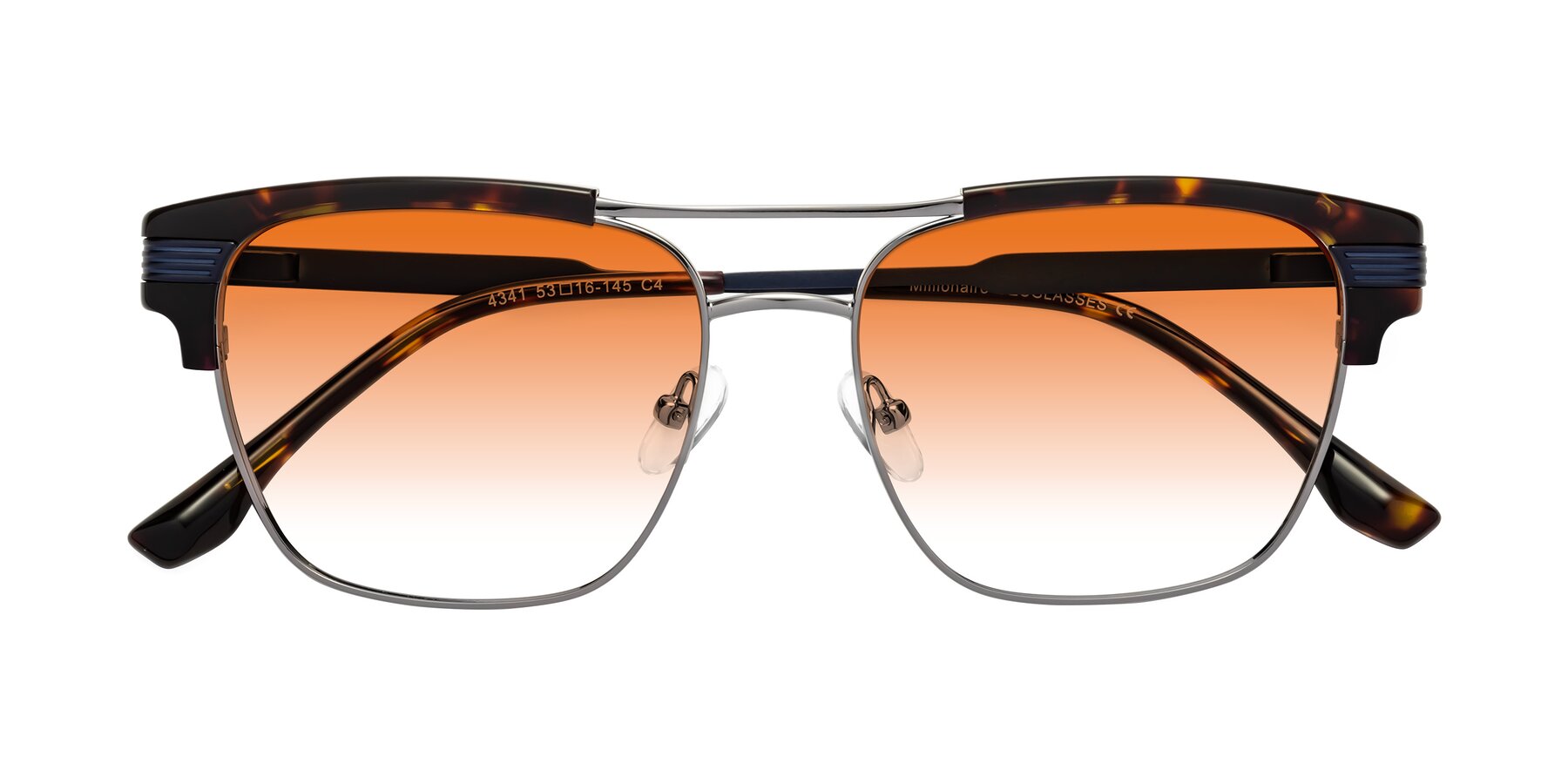 Folded Front of Millionaire in Tortoise-Gunmetal with Orange Gradient Lenses