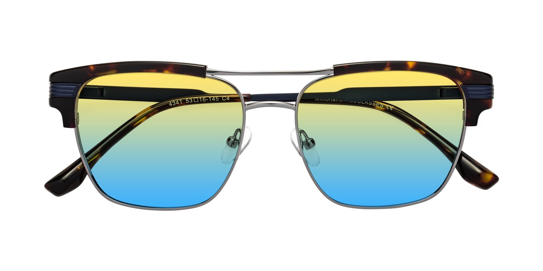 Folded Front of Millionaire in Tortoise-Gunmetal with Yellow / Blue Gradient Lenses