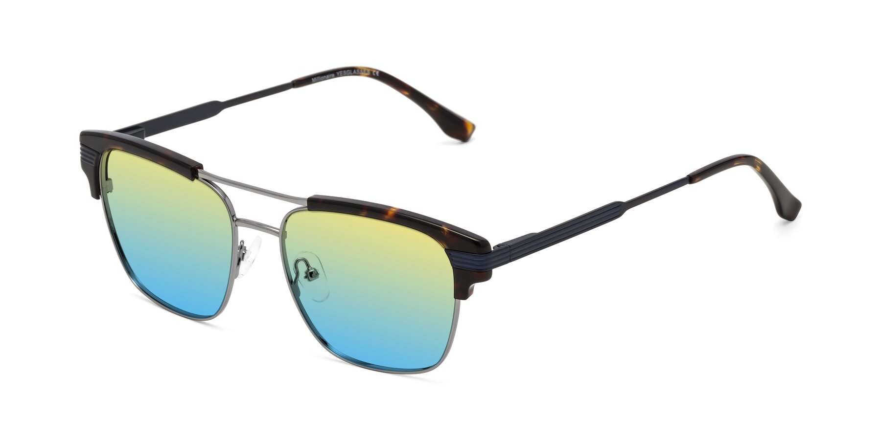 Angle of Millionaire in Tortoise-Gunmetal with Yellow / Blue Gradient Lenses