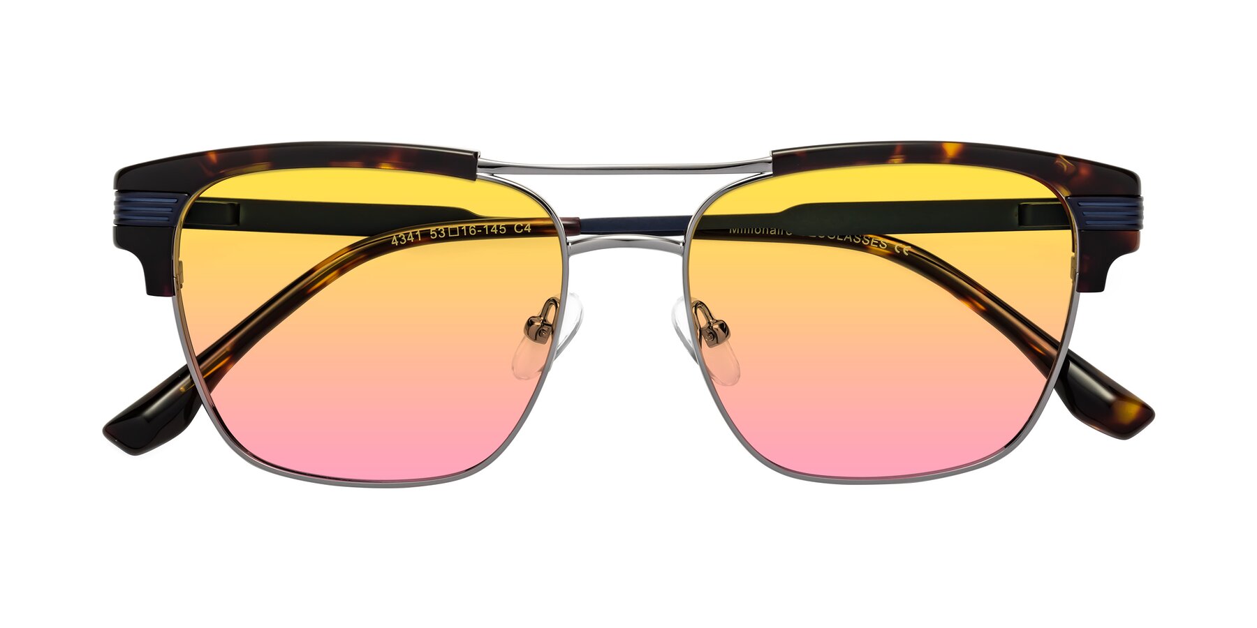 Folded Front of Millionaire in Tortoise-Gunmetal with Yellow / Pink Gradient Lenses