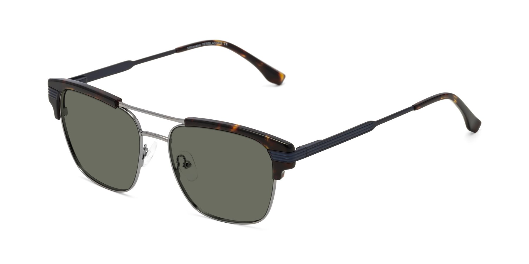 Angle of Millionaire in Tortoise-Gunmetal with Gray Polarized Lenses