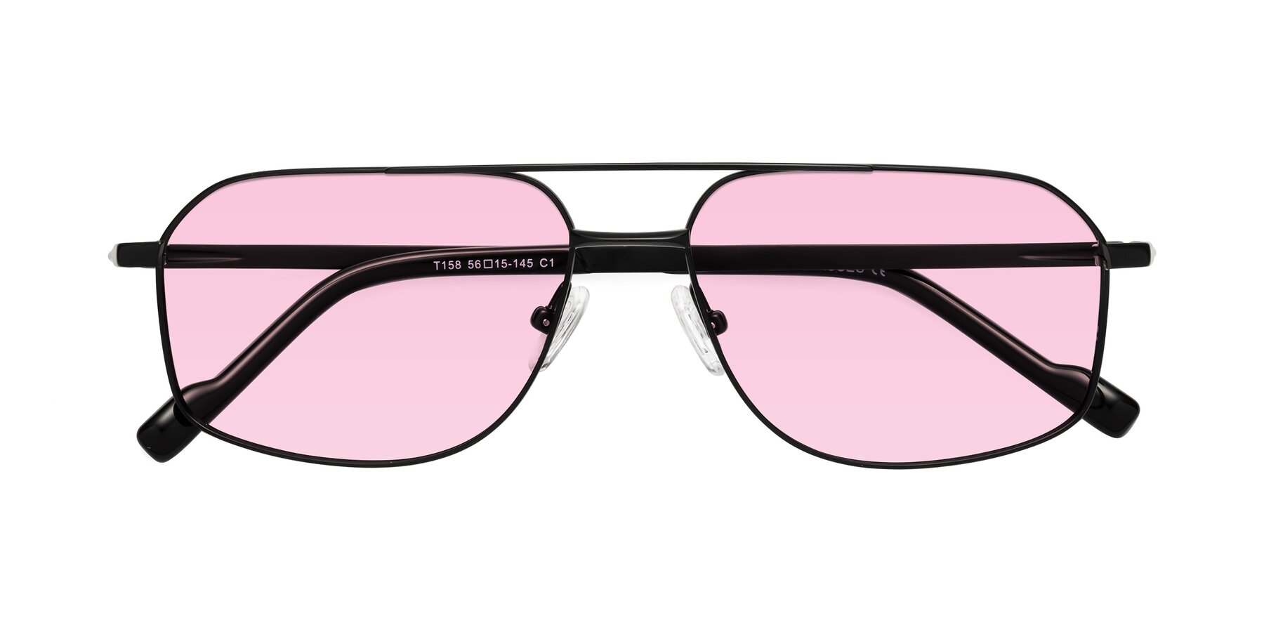 Folded Front of Perine in Black with Light Pink Tinted Lenses
