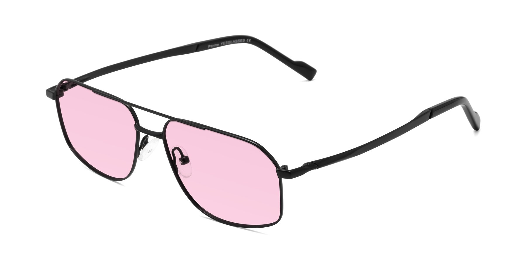 Angle of Perine in Black with Light Pink Tinted Lenses