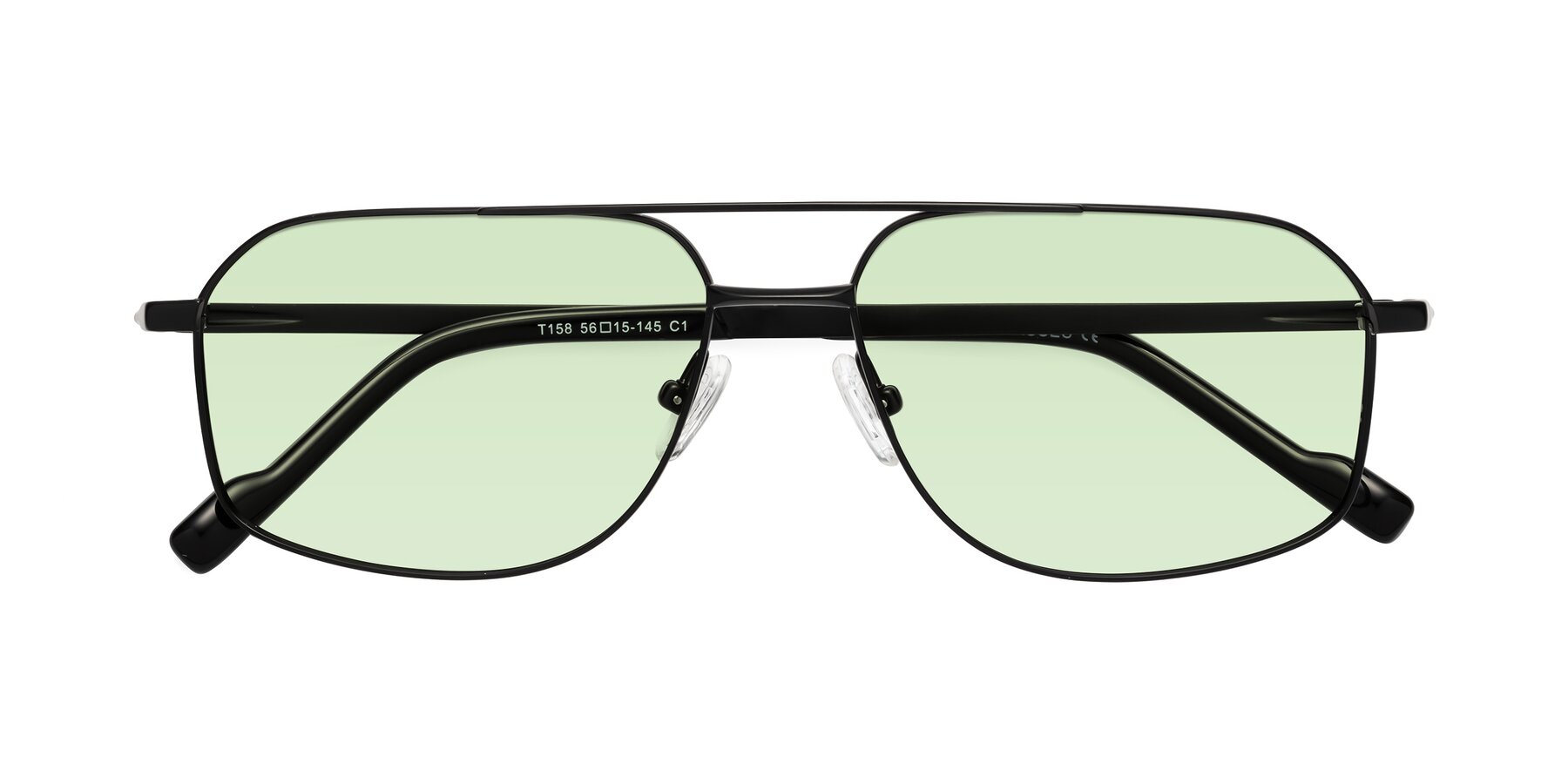 Folded Front of Perine in Black with Light Green Tinted Lenses