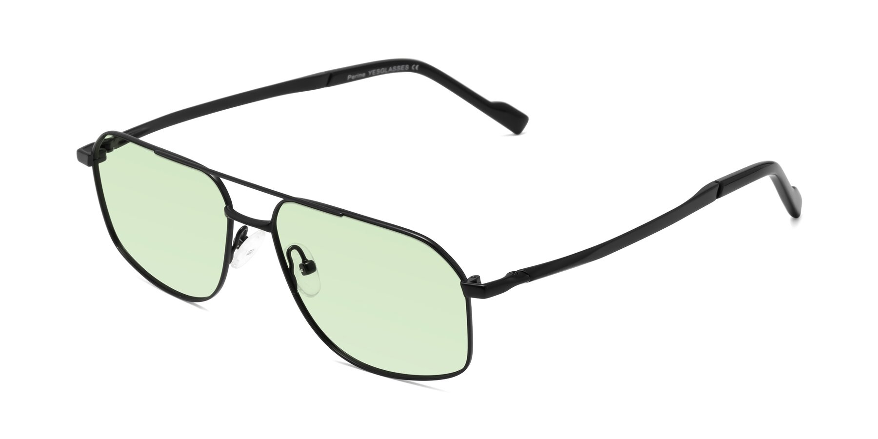 Angle of Perine in Black with Light Green Tinted Lenses