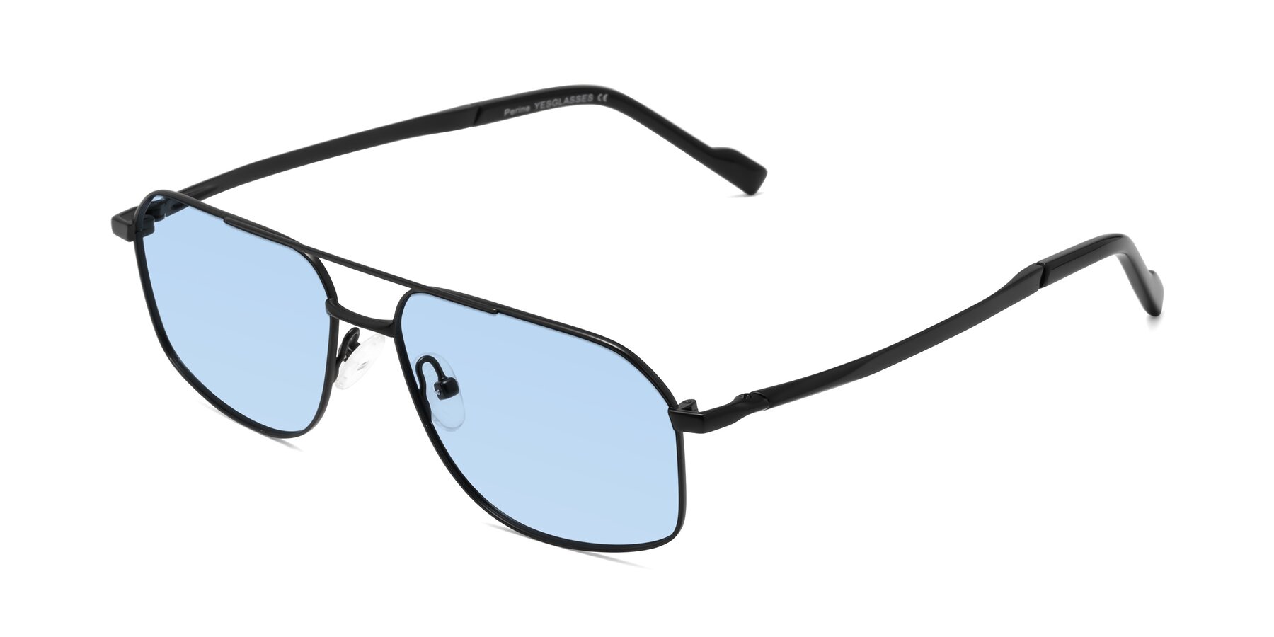 Angle of Perine in Black with Light Blue Tinted Lenses