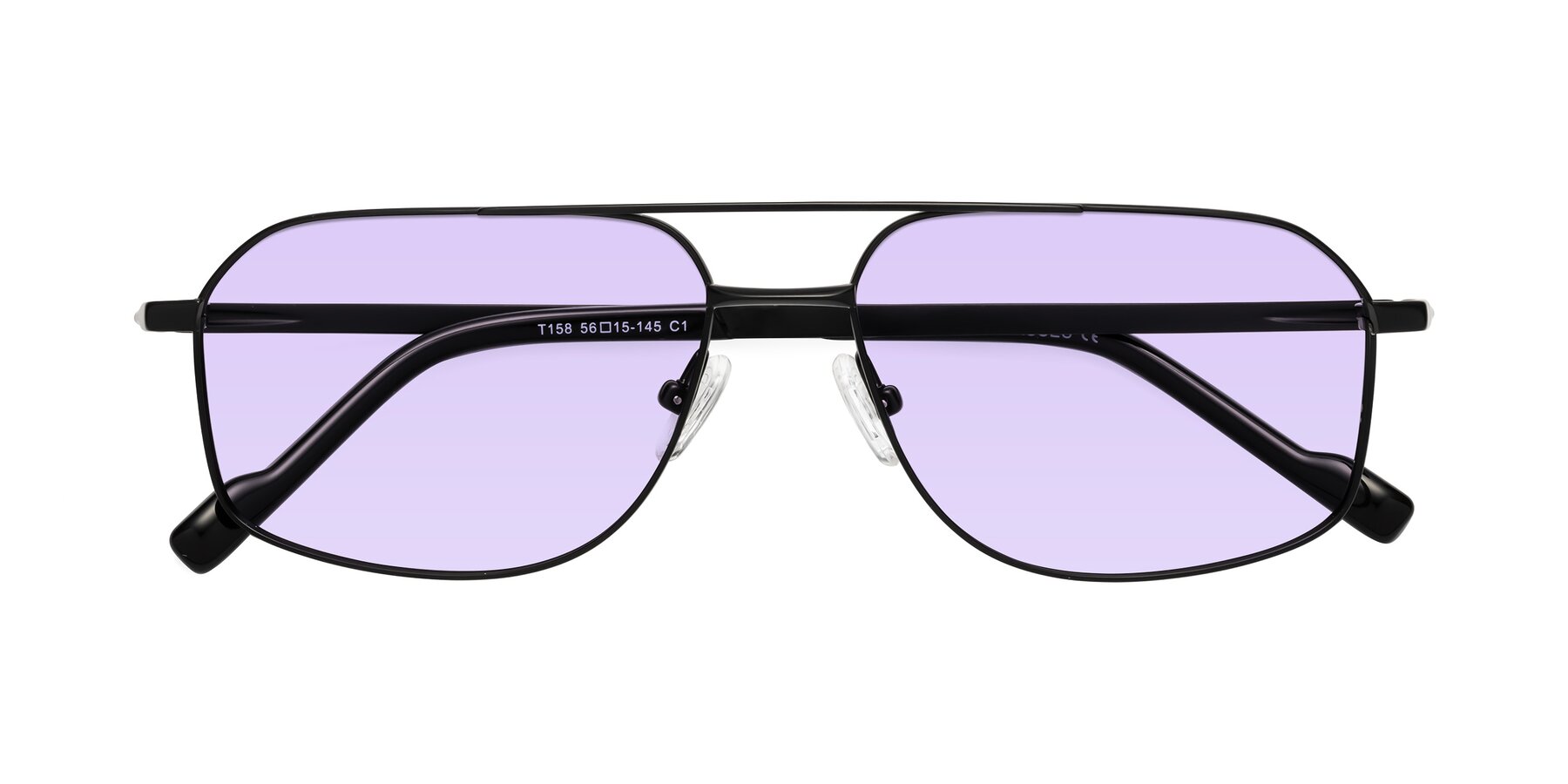 Folded Front of Perine in Black with Light Purple Tinted Lenses