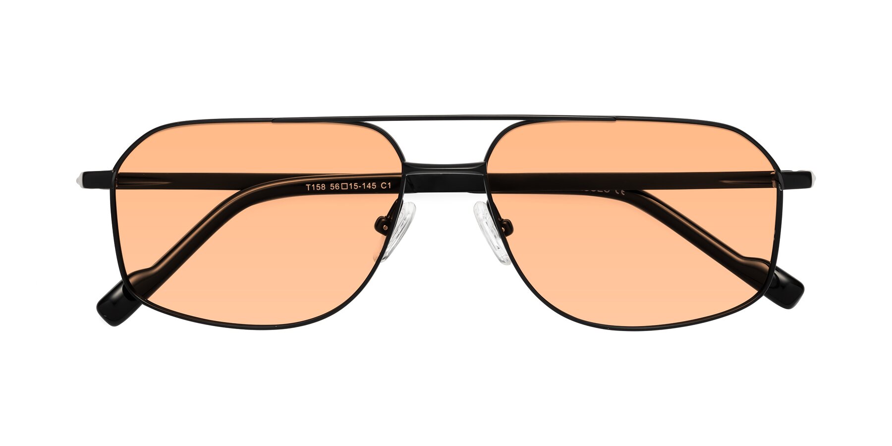 Folded Front of Perine in Black with Light Orange Tinted Lenses