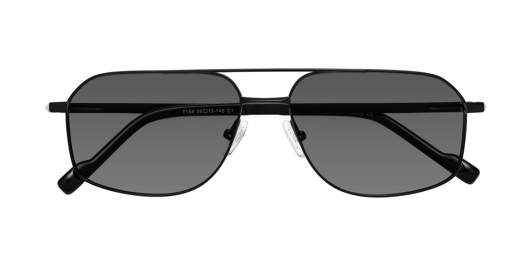 Folded Front of Perine in Black with Medium Gray Tinted Lenses
