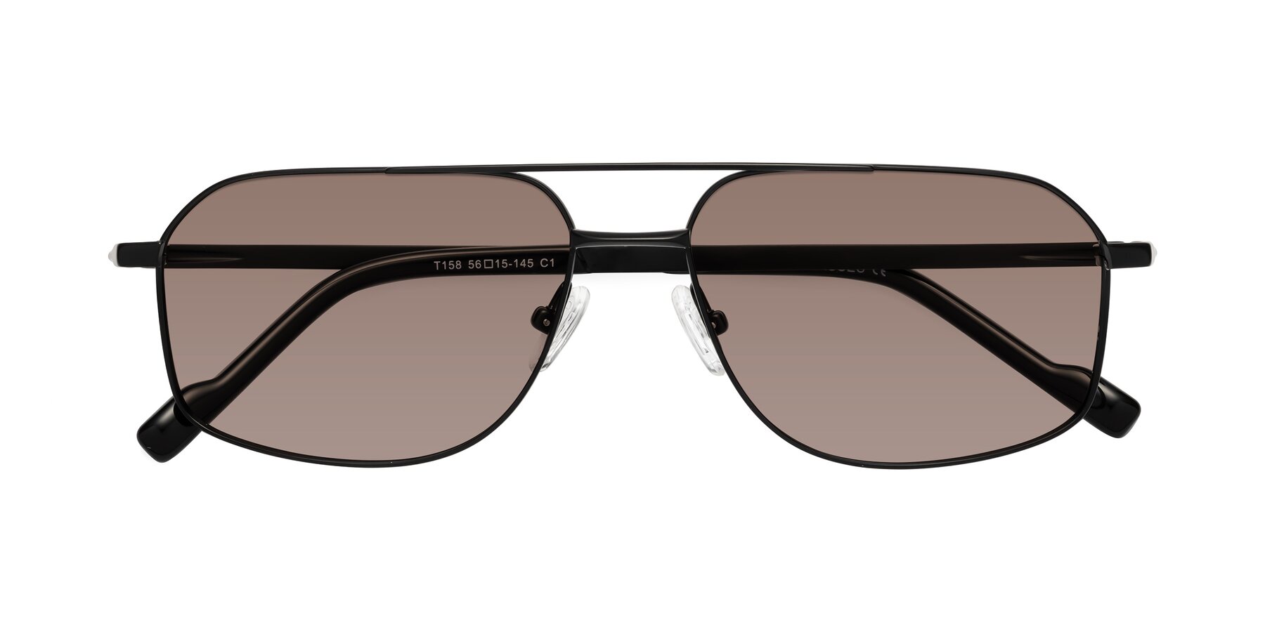 Folded Front of Perine in Black with Medium Brown Tinted Lenses