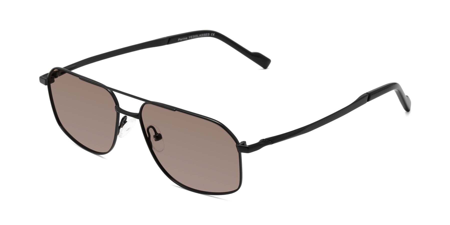 Angle of Perine in Black with Medium Brown Tinted Lenses