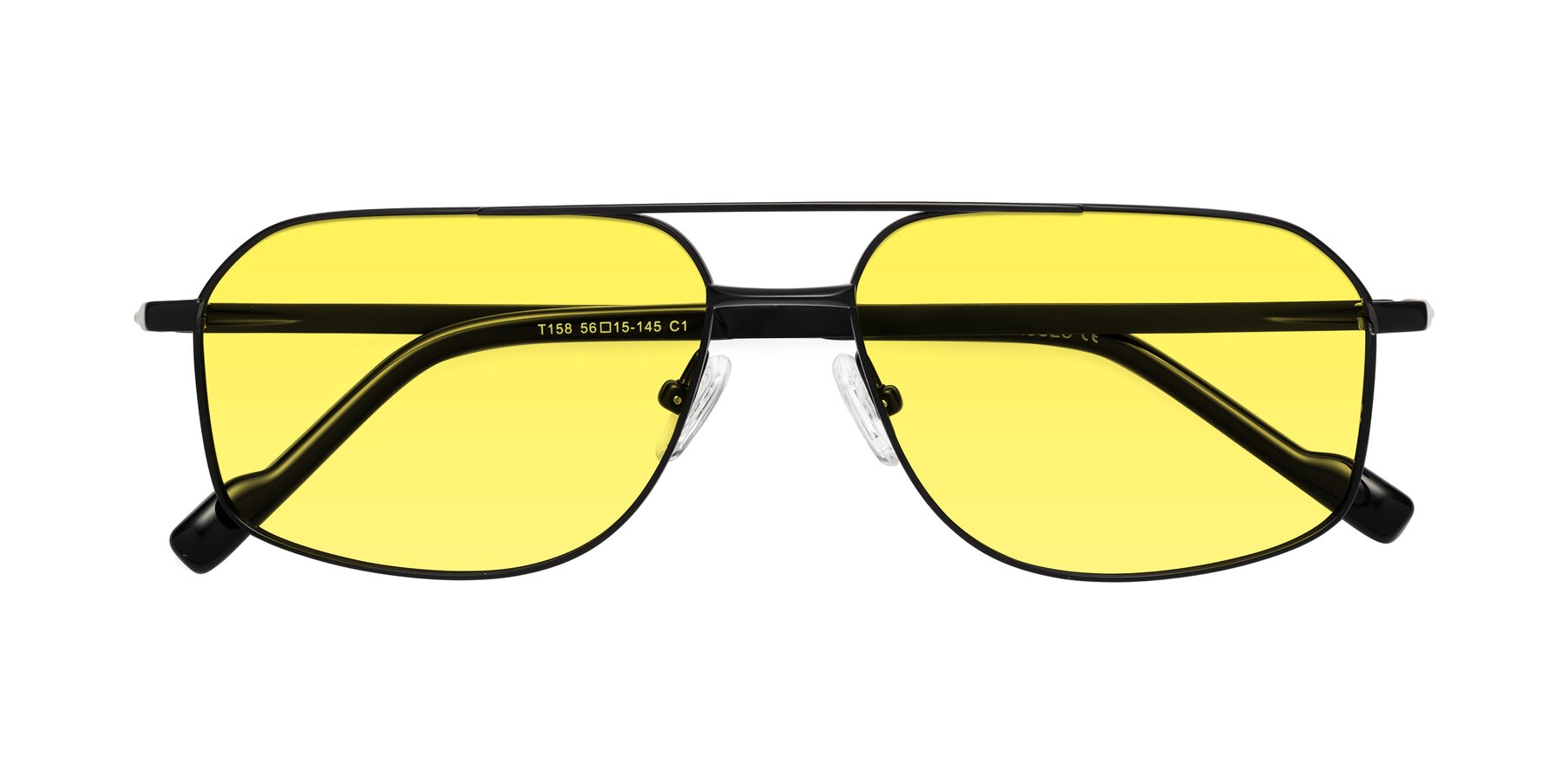 Folded Front of Perine in Black with Medium Yellow Tinted Lenses