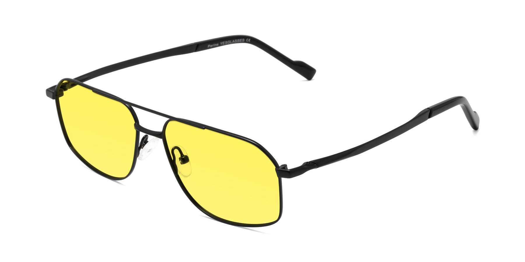 Angle of Perine in Black with Medium Yellow Tinted Lenses