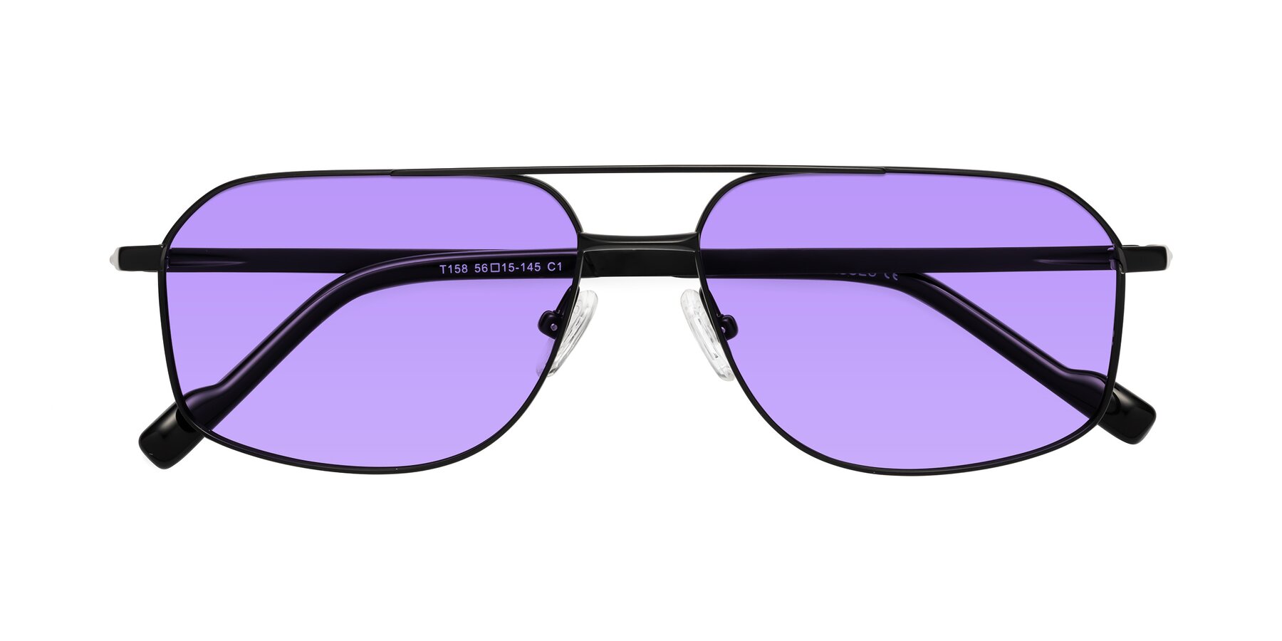 Folded Front of Perine in Black with Medium Purple Tinted Lenses