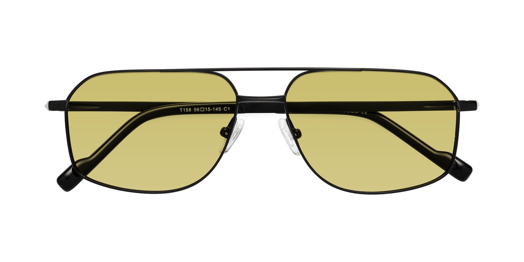 Folded Front of Perine in Black with Medium Champagne Tinted Lenses