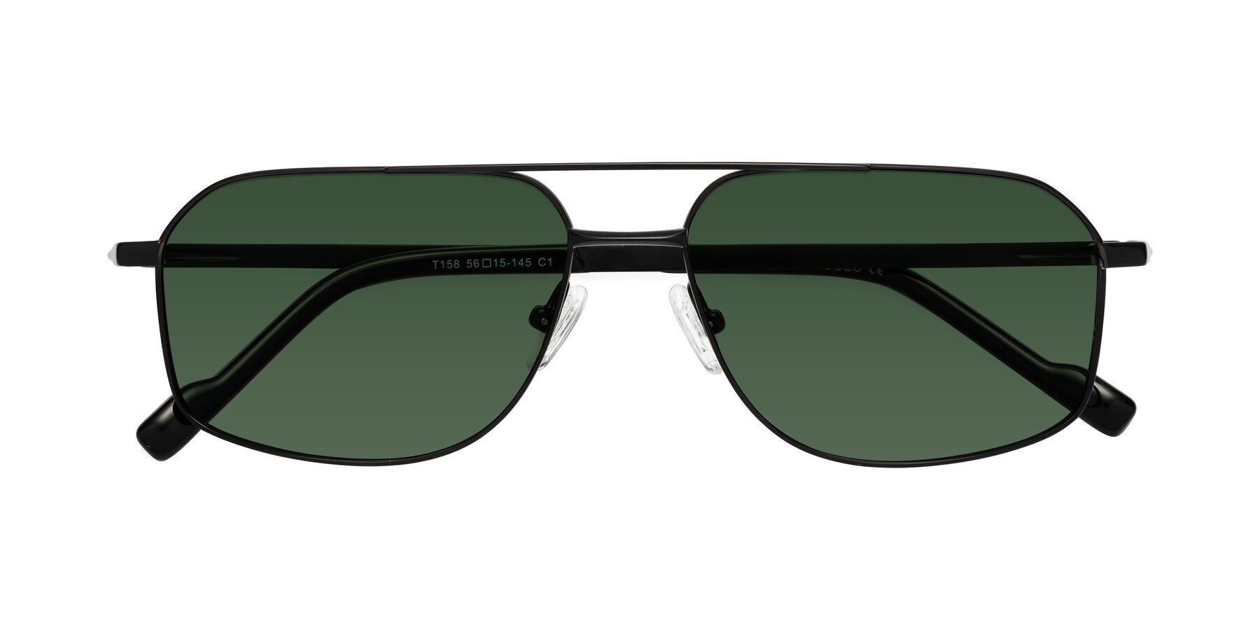 Folded Front of Perine in Black with Green Tinted Lenses