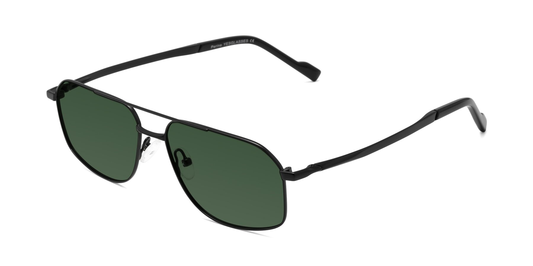 Angle of Perine in Black with Green Tinted Lenses