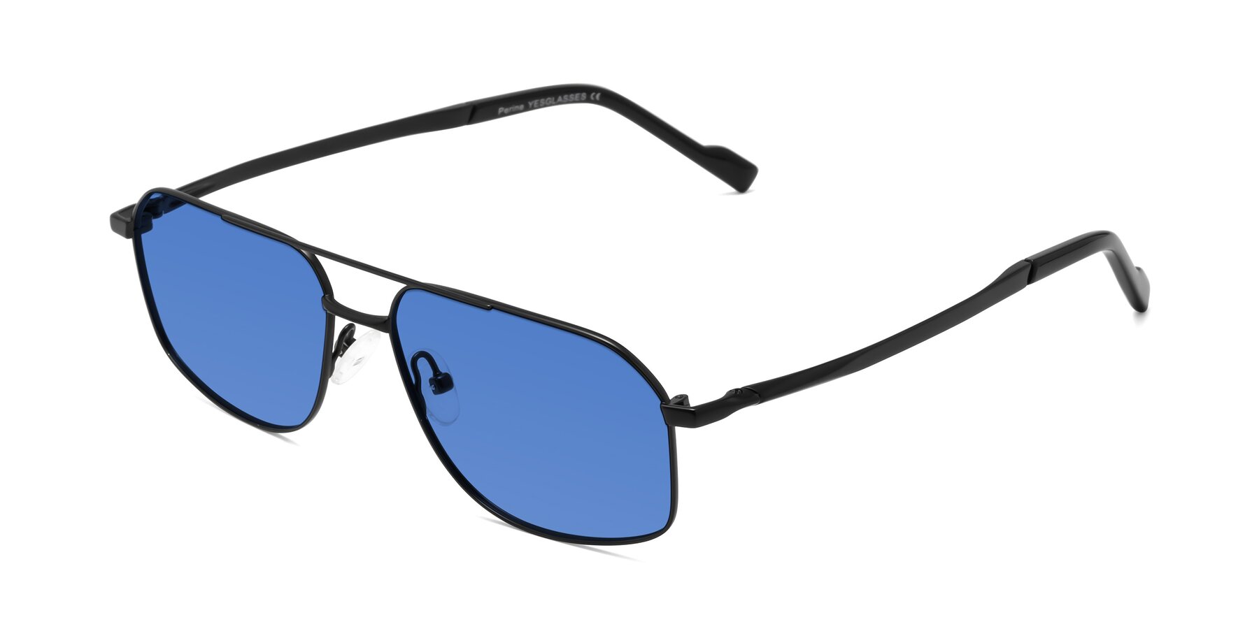 Angle of Perine in Black with Blue Tinted Lenses