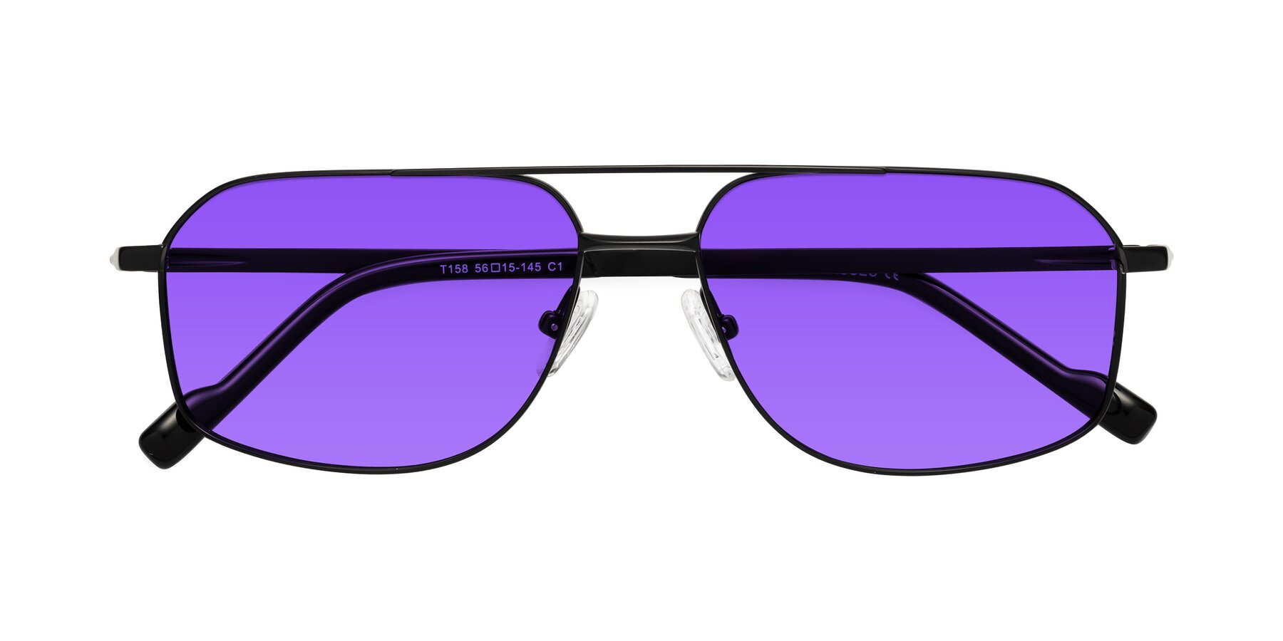 Folded Front of Perine in Black with Purple Tinted Lenses