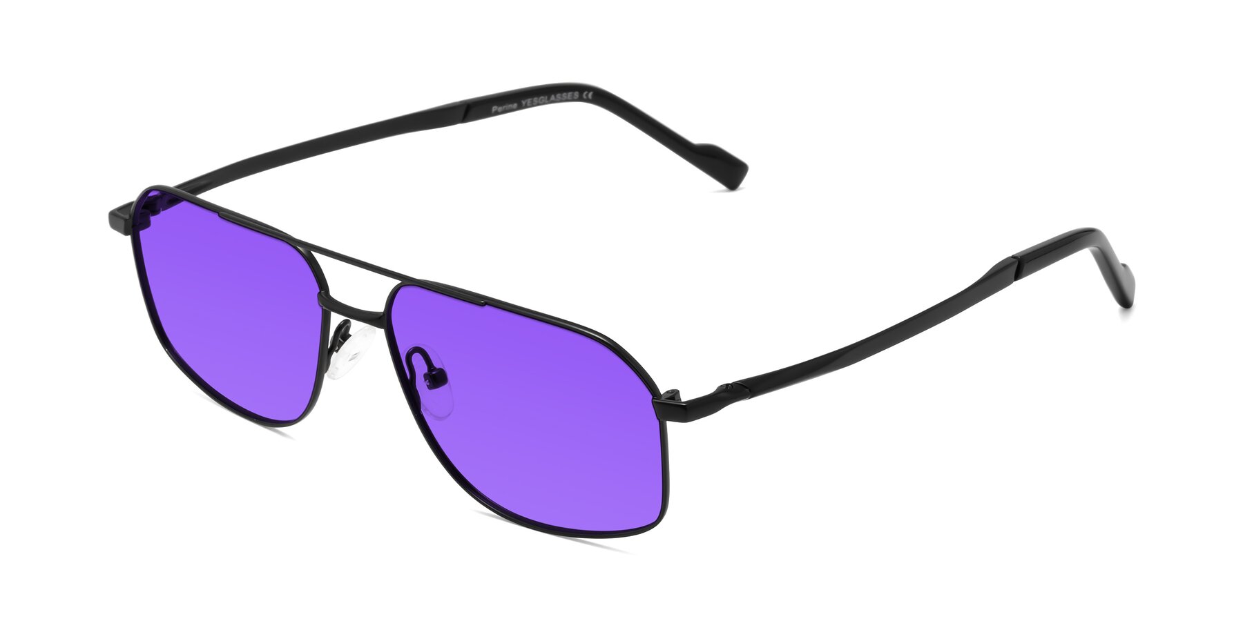Angle of Perine in Black with Purple Tinted Lenses