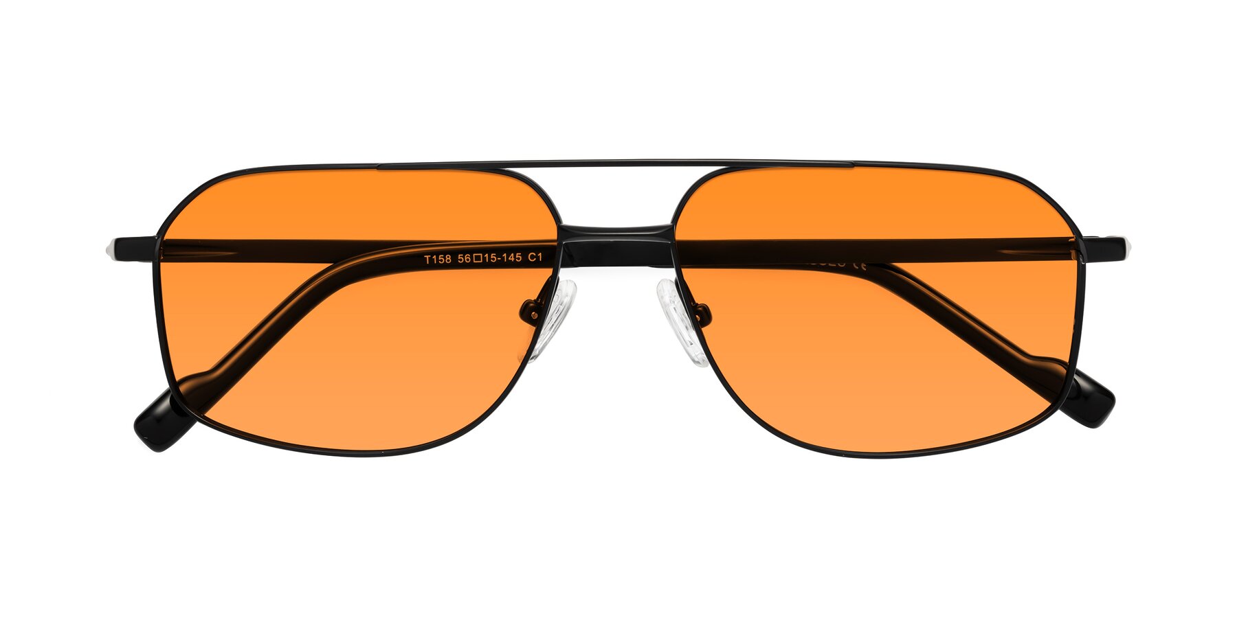 Folded Front of Perine in Black with Orange Tinted Lenses