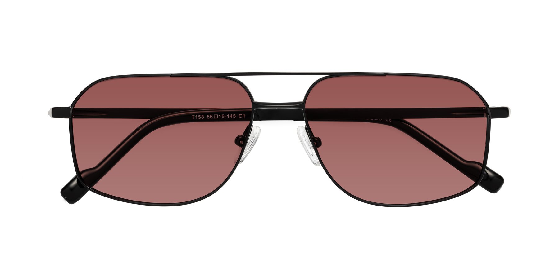 Folded Front of Perine in Black with Garnet Tinted Lenses