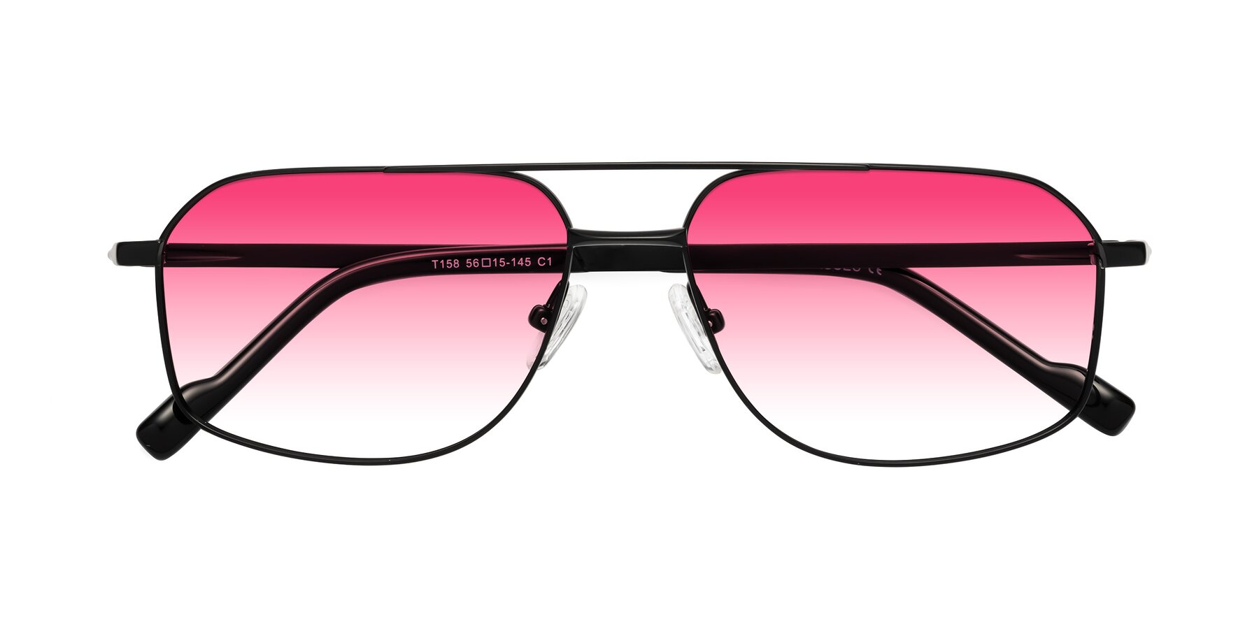 Folded Front of Perine in Black with Pink Gradient Lenses