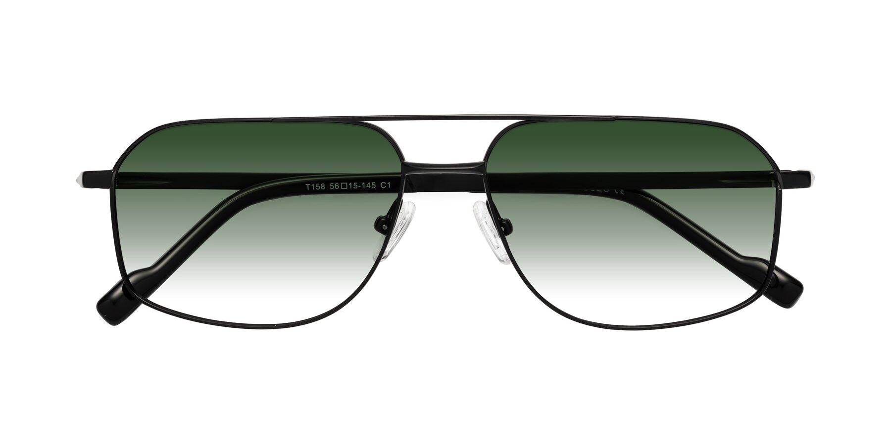 Folded Front of Perine in Black with Green Gradient Lenses