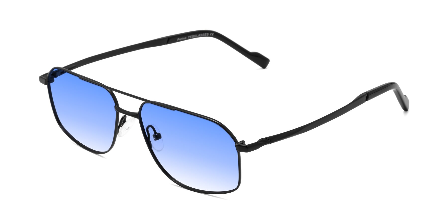 Angle of Perine in Black with Blue Gradient Lenses