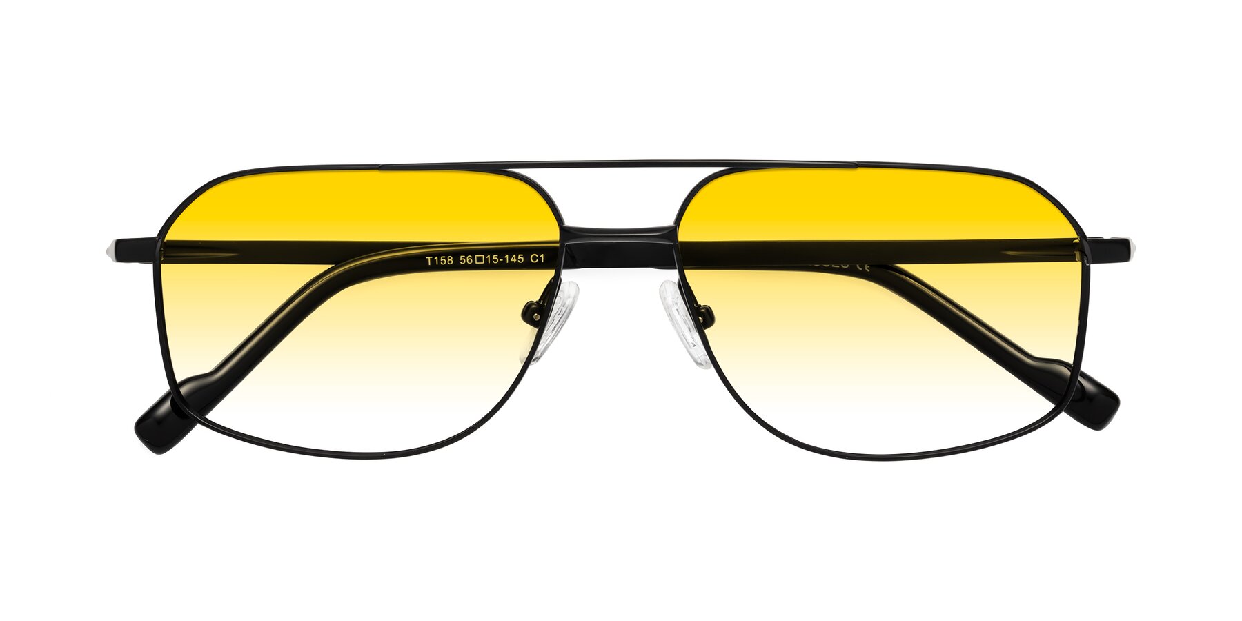 Folded Front of Perine in Black with Yellow Gradient Lenses