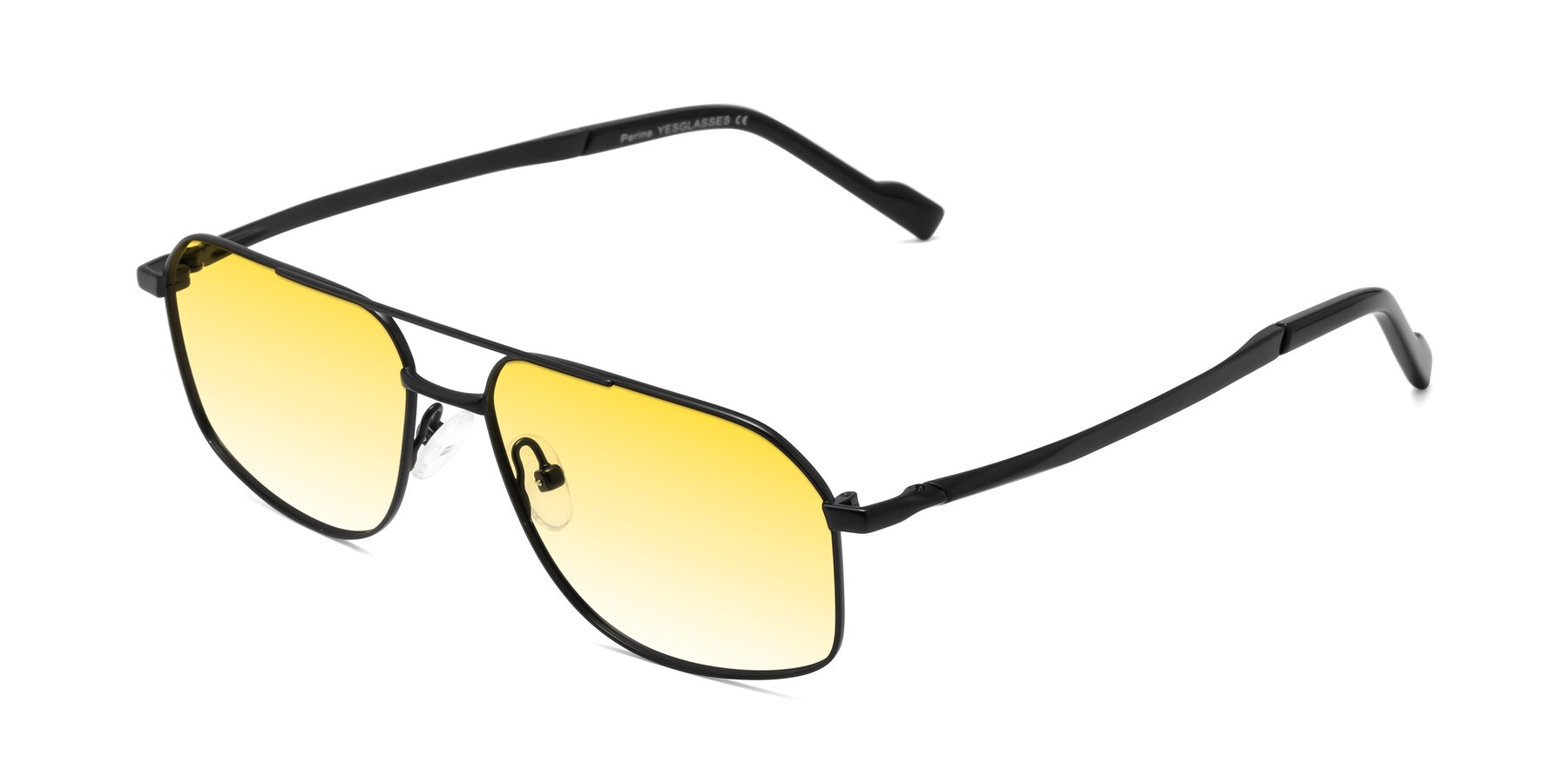 Angle of Perine in Black with Yellow Gradient Lenses