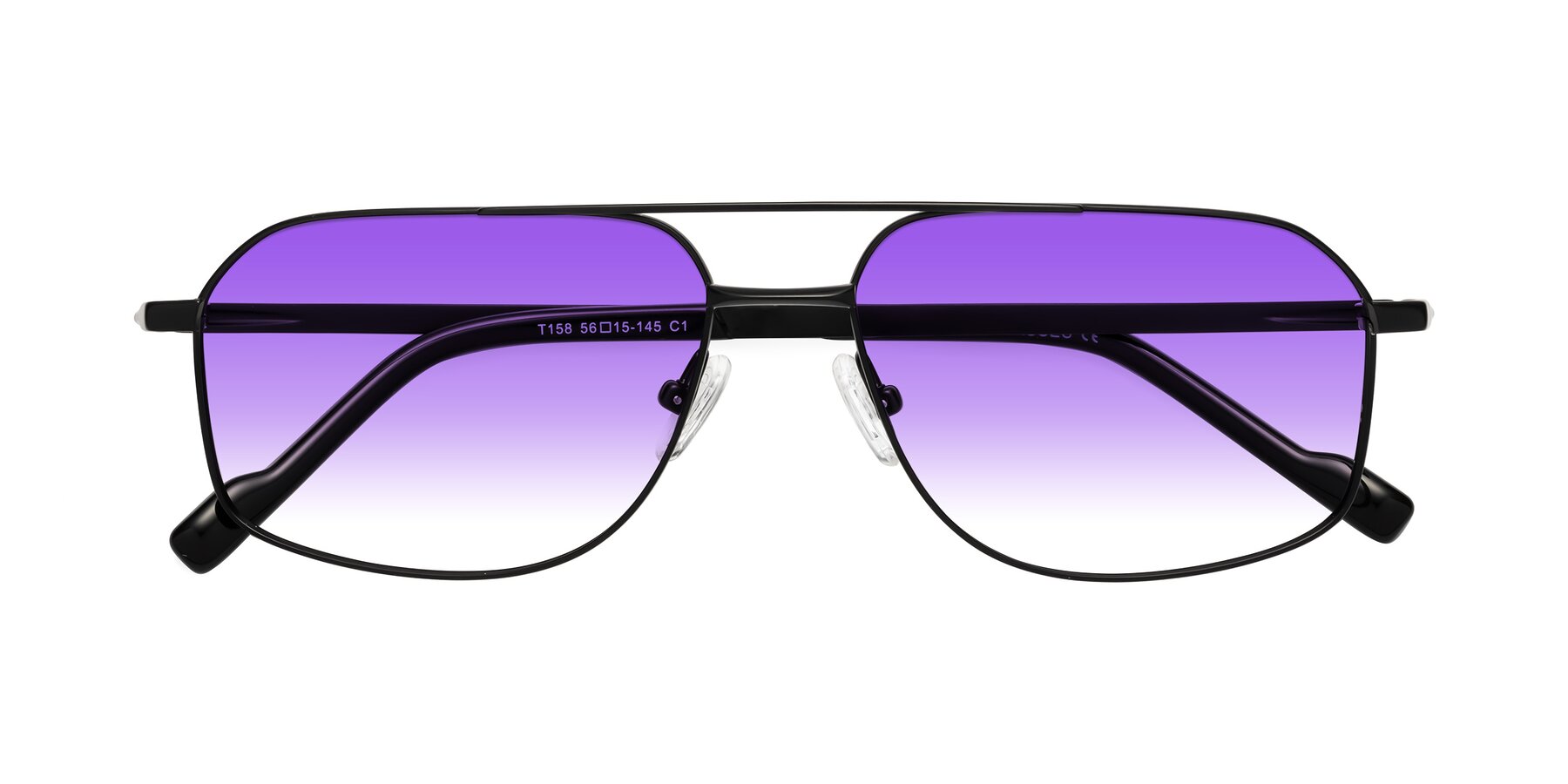 Folded Front of Perine in Black with Purple Gradient Lenses
