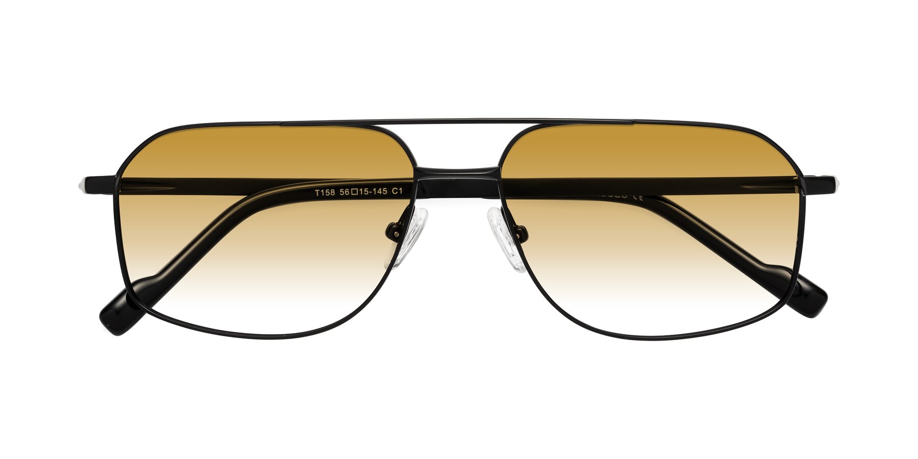 Folded Front of Perine in Black with Champagne Gradient Lenses