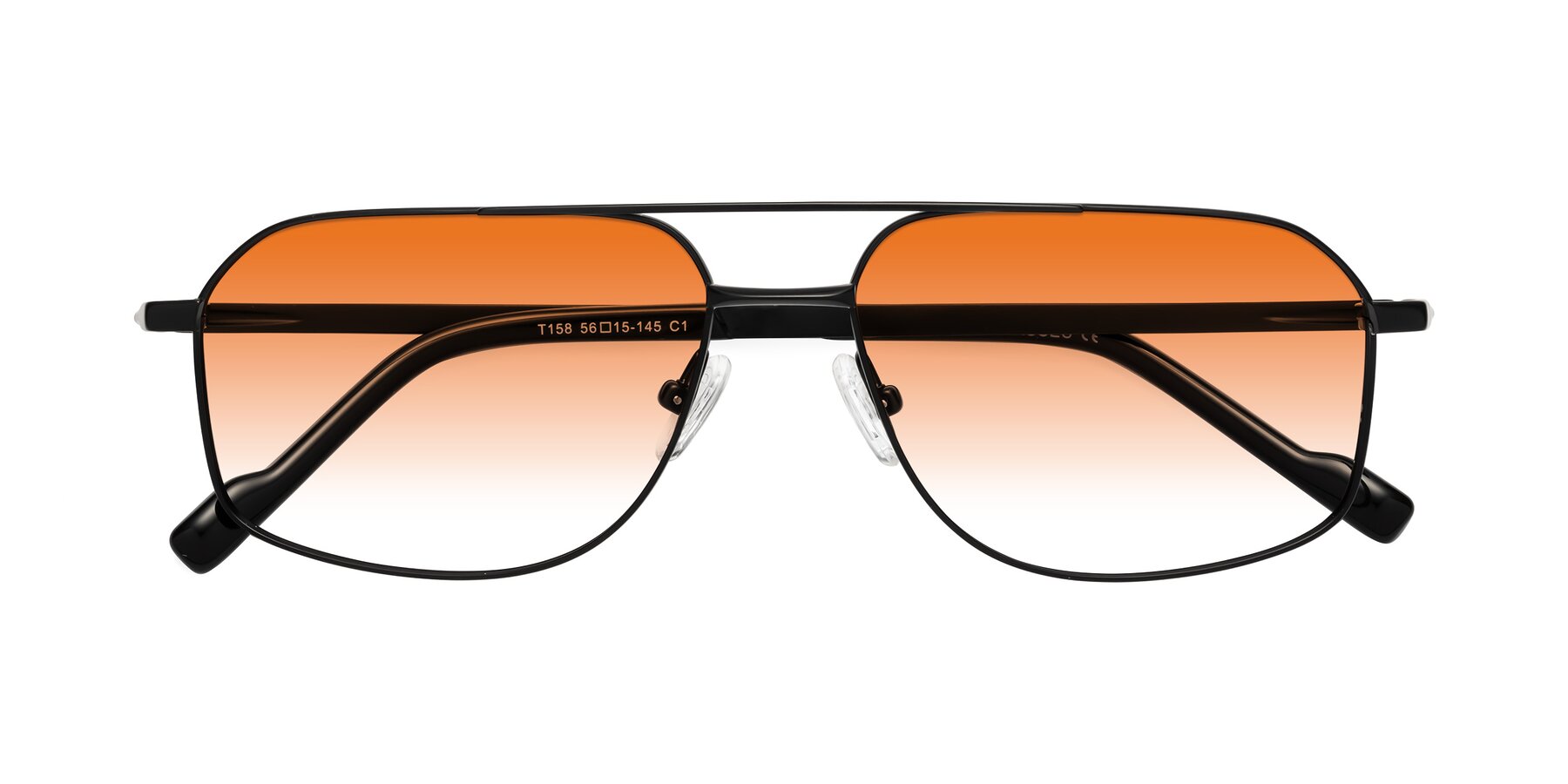 Folded Front of Perine in Black with Orange Gradient Lenses