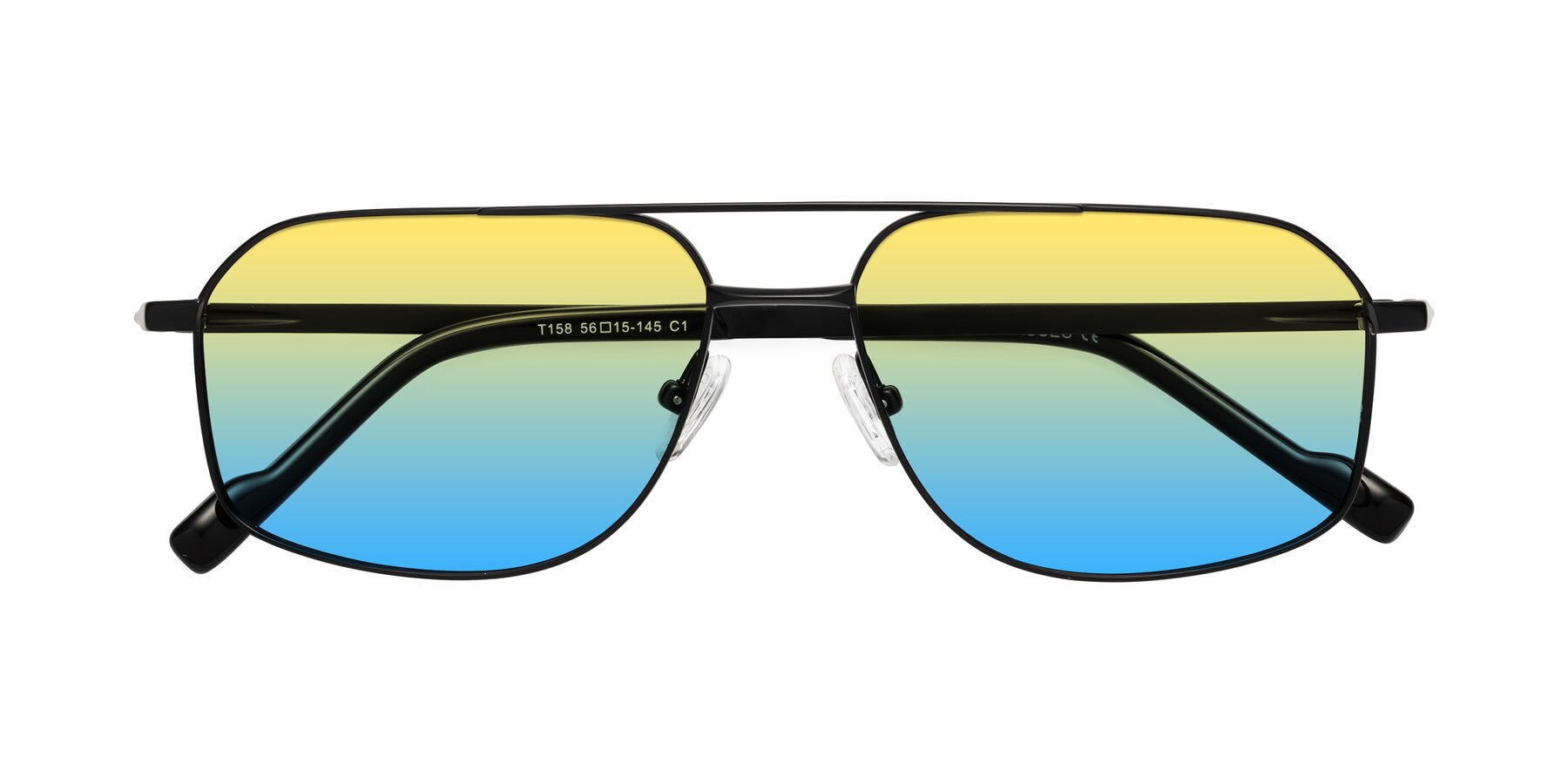 Folded Front of Perine in Black with Yellow / Blue Gradient Lenses