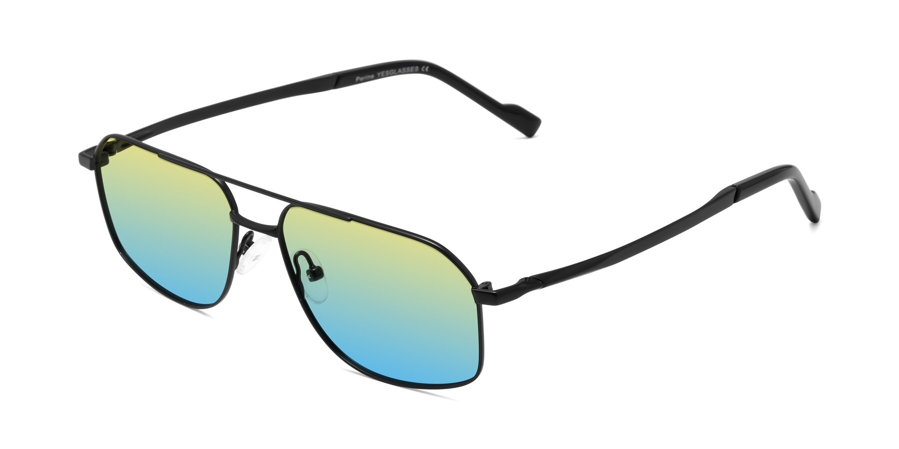 Angle of Perine in Black with Yellow / Blue Gradient Lenses