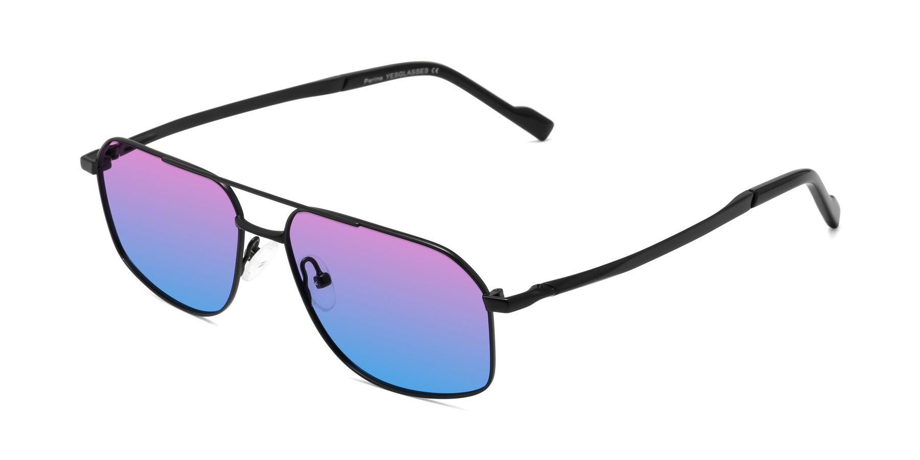 Angle of Perine in Black with Pink / Blue Gradient Lenses