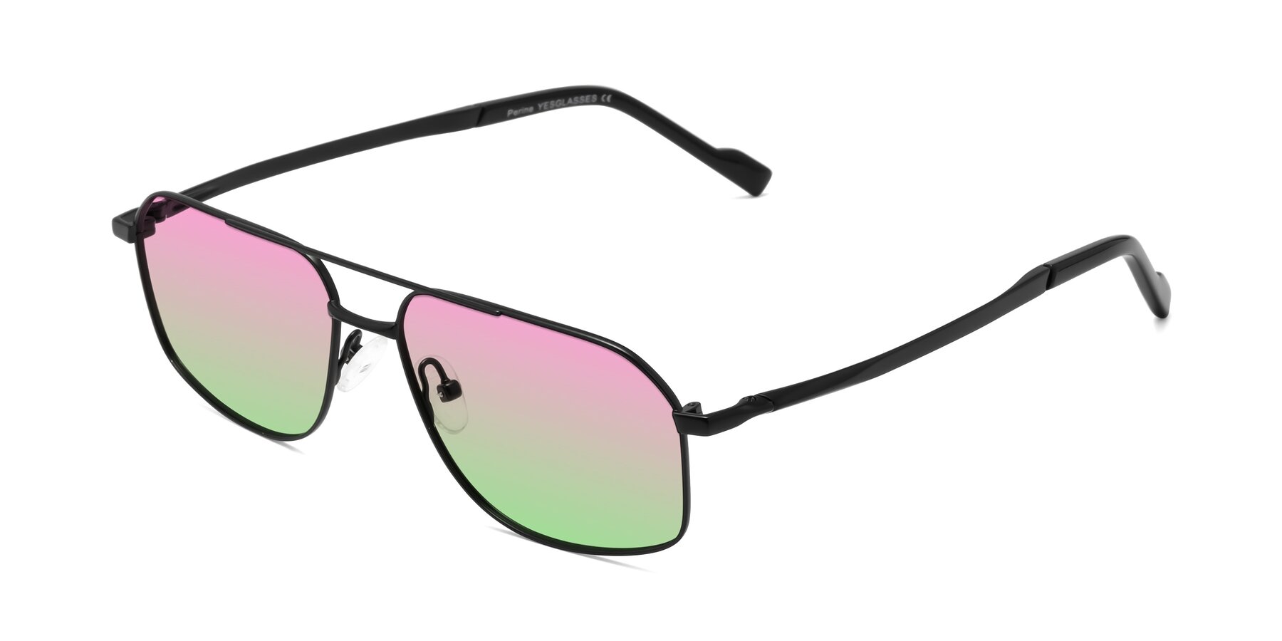 Angle of Perine in Black with Pink / Green Gradient Lenses