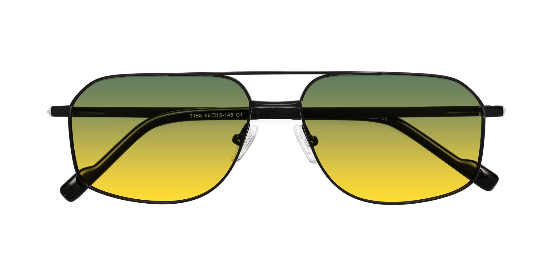 Folded Front of Perine in Black with Green / Yellow Gradient Lenses