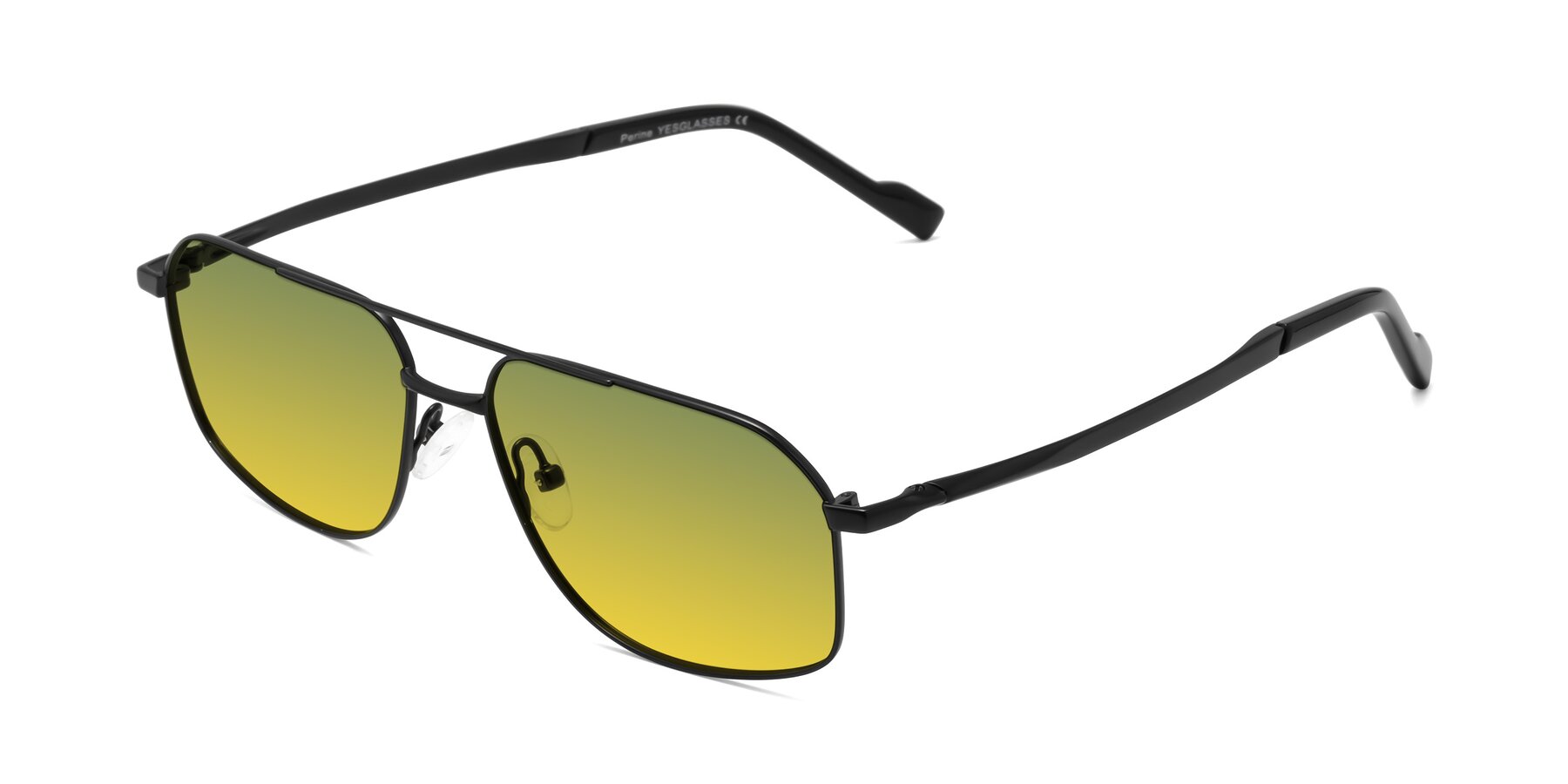 Angle of Perine in Black with Green / Yellow Gradient Lenses