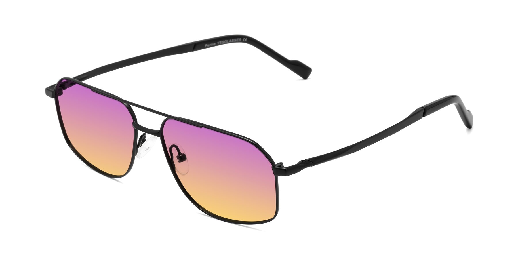 Angle of Perine in Black with Purple / Yellow Gradient Lenses