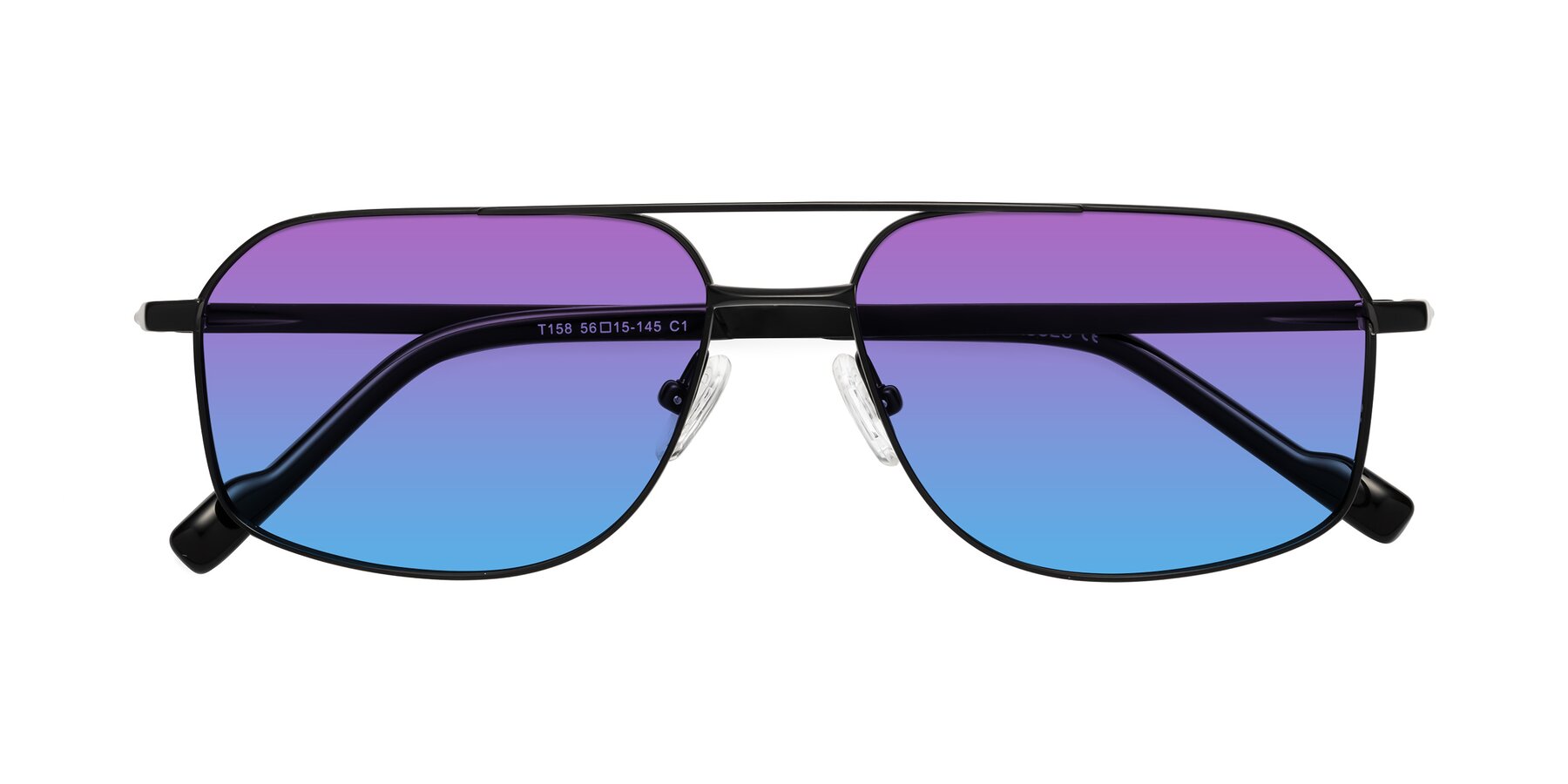 Folded Front of Perine in Black with Purple / Blue Gradient Lenses