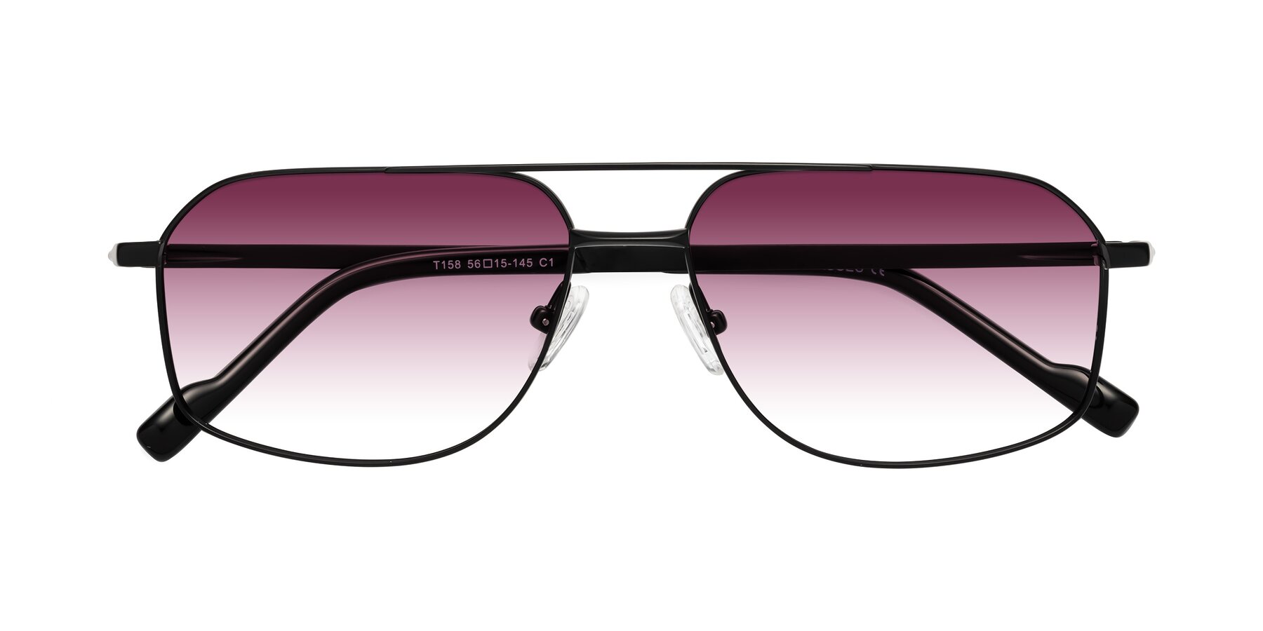 Folded Front of Perine in Black with Wine Gradient Lenses